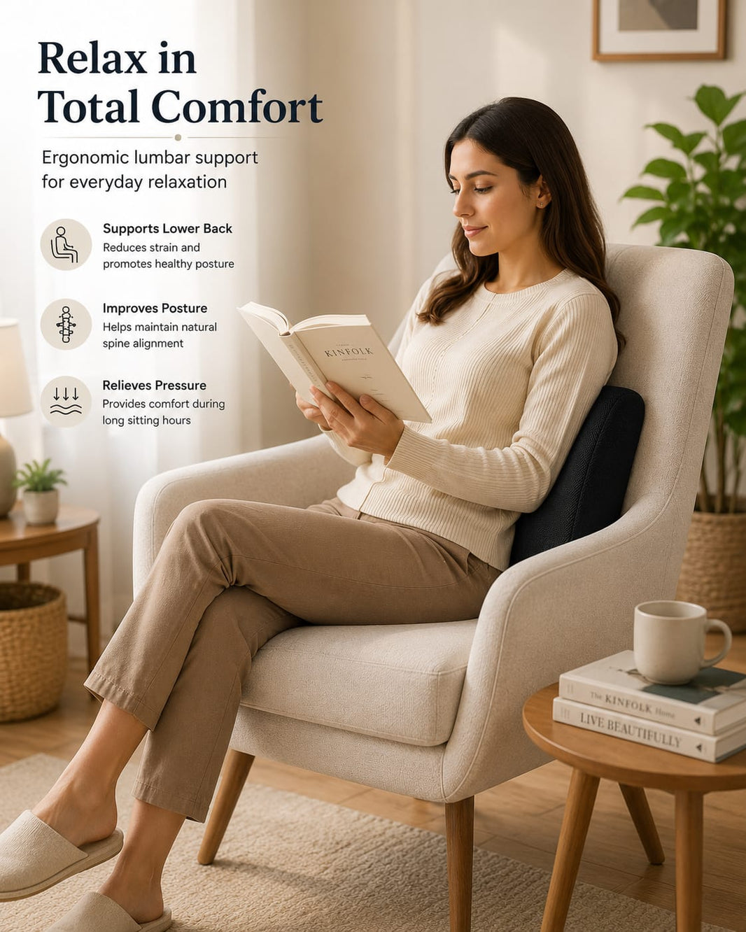 COO RIZZ Small Lumbar Back Rest – Ergonomic Lumbar Support Cushion