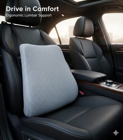 COO RIZZ Ergonomic Memory Foam Car Backrest Cushion – Lumbar Support Pillow, Universal Fit