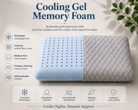 COO RIZZ Standard Gel Pinhole Memory Foam Pillow – Cooling Comfort, Ergonomic Support for Spinal Alignment