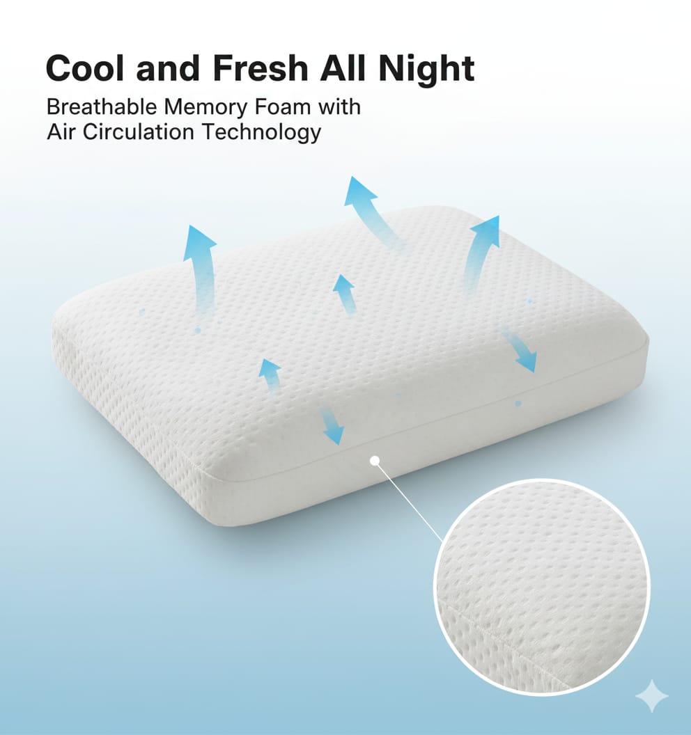 COO RIZZ Queen Size Memory Foam Pillow for Sleeping