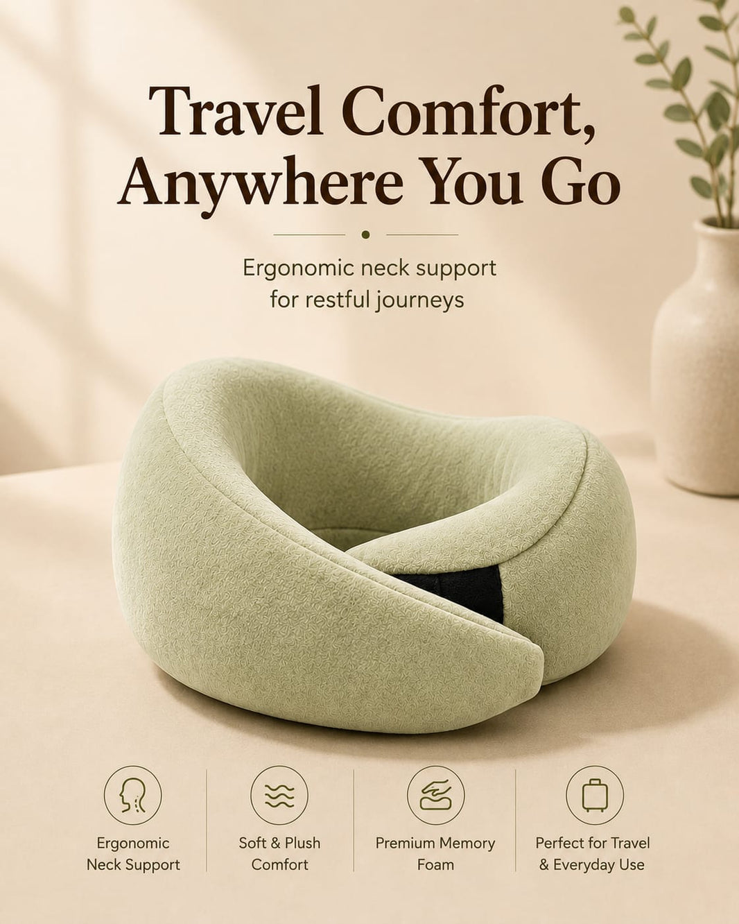 COO RIZZ New Travel Pillow Memory Foam 360°