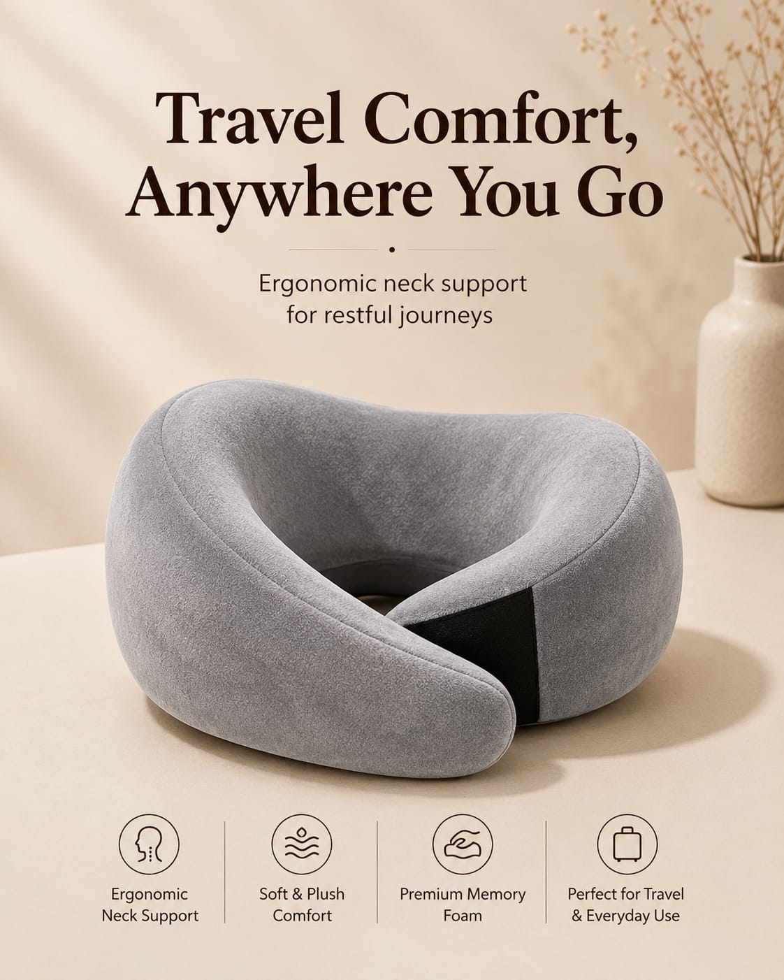 COO RIZZ New Travel Pillow Memory Foam 360°