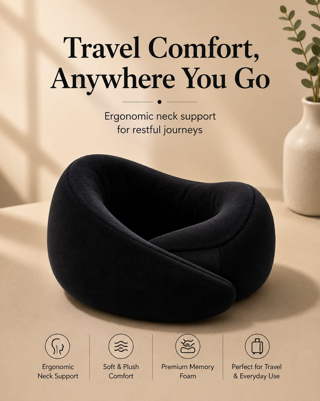 COO RIZZ New Travel Pillow Memory Foam 360°