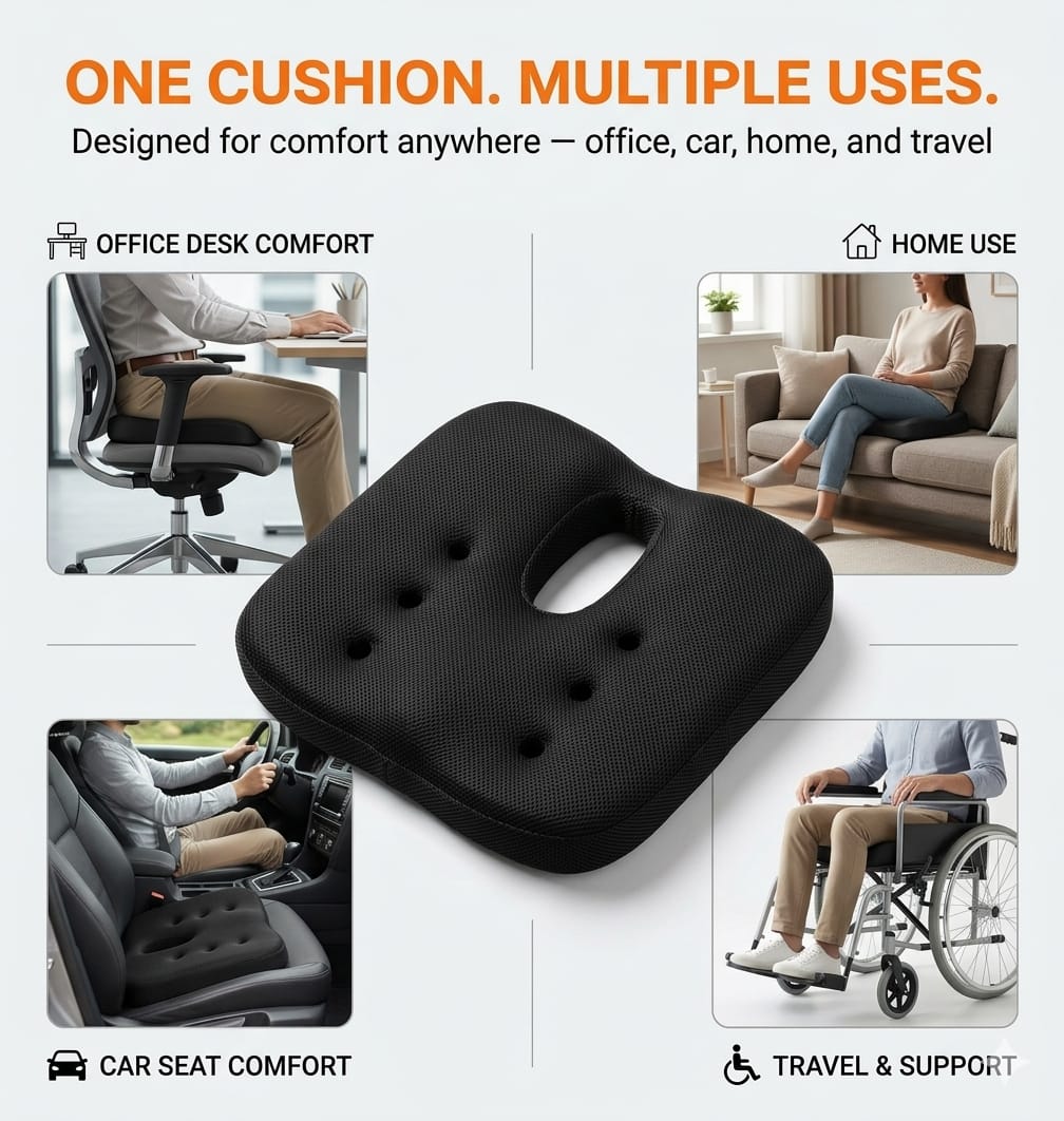 COO RIZZ Six-Hole PU Foam Coccyx Seat Cushion