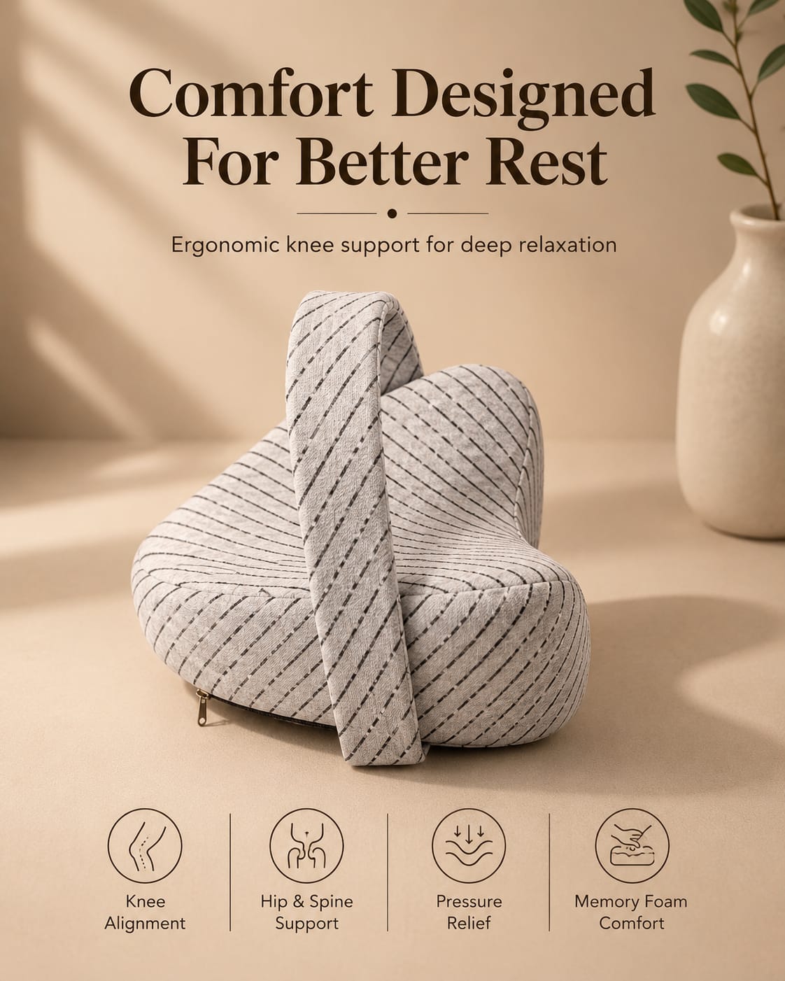 COO RIZZ Memory Foam Knee Pillow for Side Sleepers