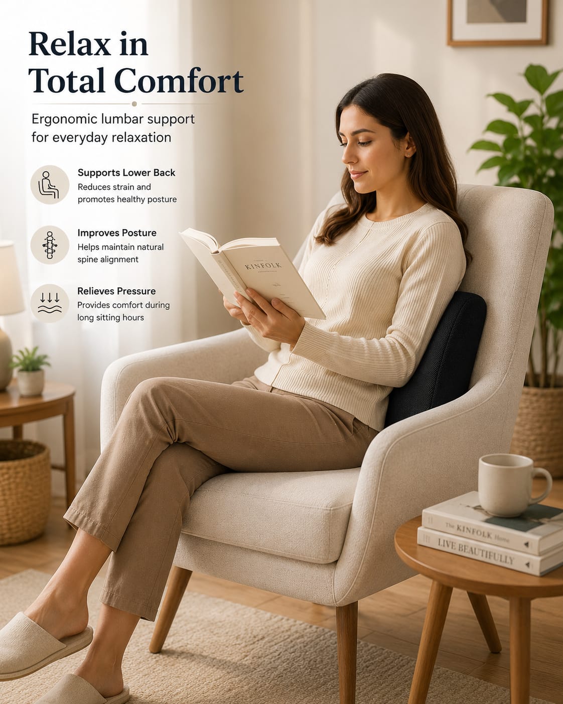 COO RIZZ Small Lumbar Back Rest – Ergonomic Lumbar Support Cushion