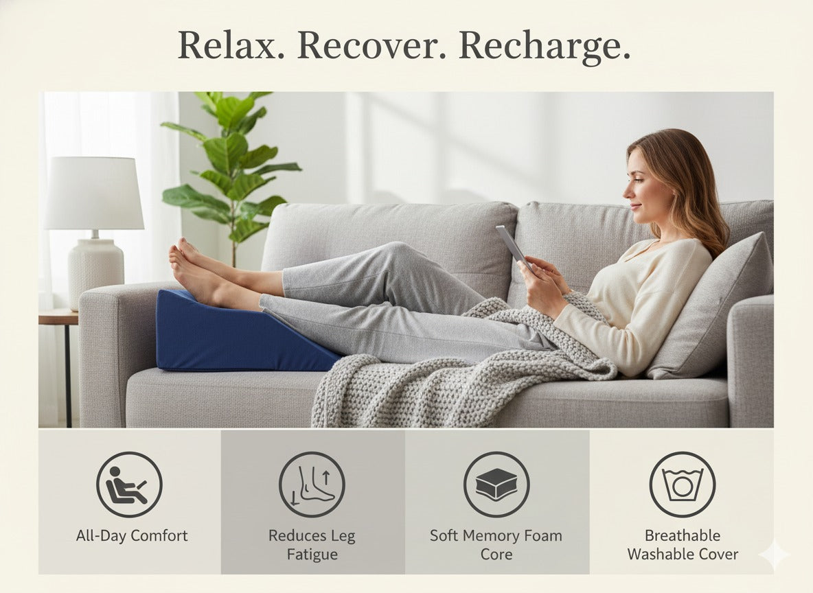 COO RIZZ Nap Time Anytime Leg Elevation Pillow – High-Density Foam Wedge Pillow